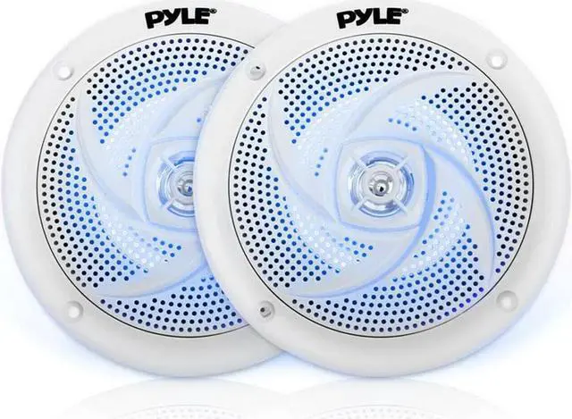Alt view image 9 of 18 - Pyle PLMRS53WL 5.25 in. Waterproof Rated Marine Speakers with LED lights, White - 180 Watt
