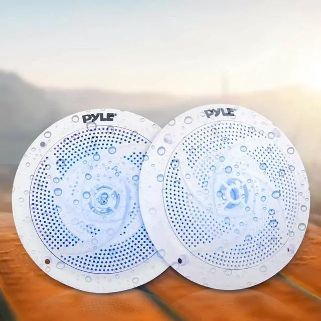 Alt view image 12 of 18 - Pyle PLMRS53WL 5.25 in. Waterproof Rated Marine Speakers with LED lights, White - 180 Watt