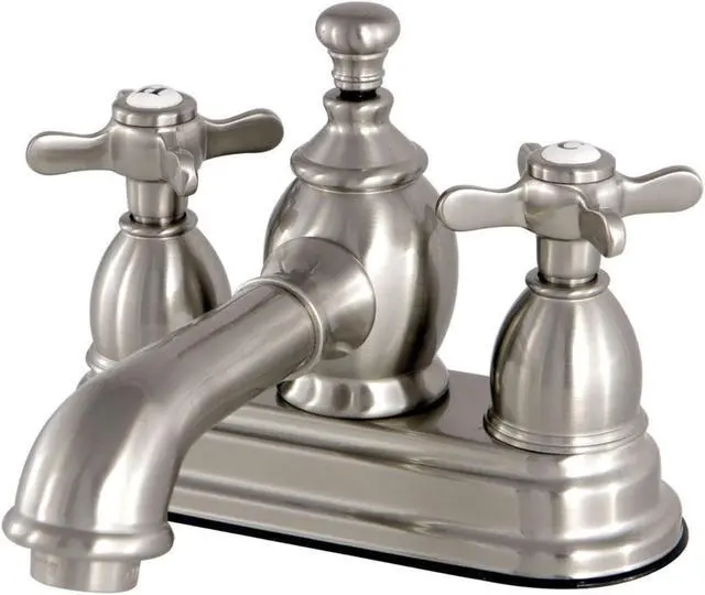 Alt view image 6 of 8 - Kingston Brass KS7008BEX 4 in. Centerset Lavatory Faucet with Brass Pop-Up Elegant Cross Handle Cross Handle, Satin Nickel