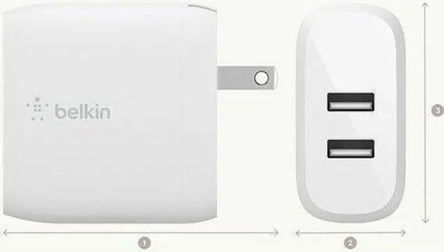 Alt view image 12 of 12 - BELKIN WCB002dqWH White BOOST CHARGE Dual USB-A Wall Charger 24W