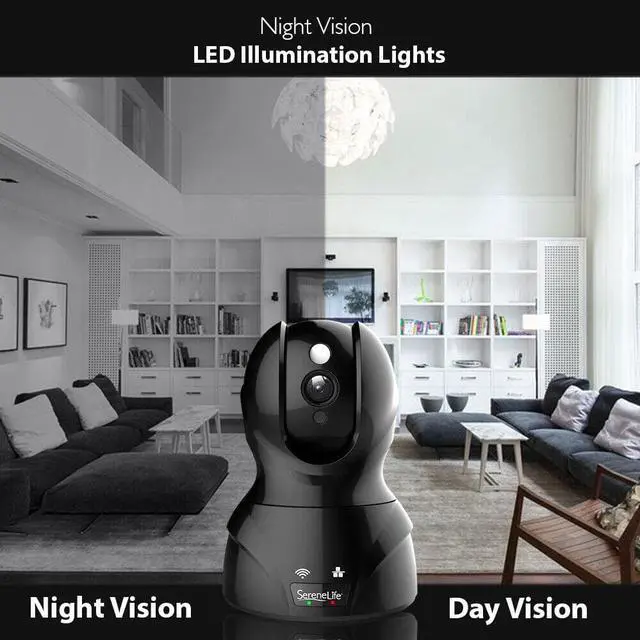Alt view image 11 of 14 - SereneLife Indoor Wireless IP Camera - HD 1080p Network Security Surveillance Home Monitoring w/ Motion Detection, Night Vision, PTZ, 2 Way Audio - iPhone Android Mobile PC WiFi - IPCAMHD82