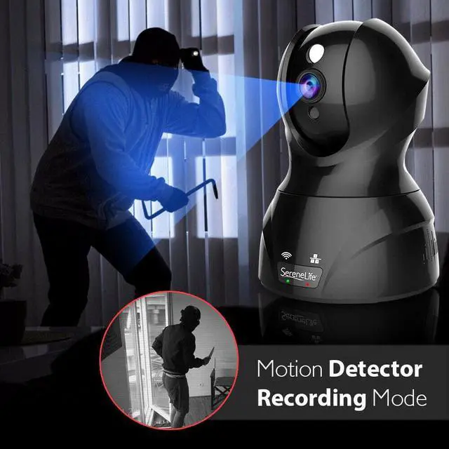 Alt view image 10 of 14 - SereneLife Indoor Wireless IP Camera - HD 1080p Network Security Surveillance Home Monitoring w/ Motion Detection, Night Vision, PTZ, 2 Way Audio - iPhone Android Mobile PC WiFi - IPCAMHD82
