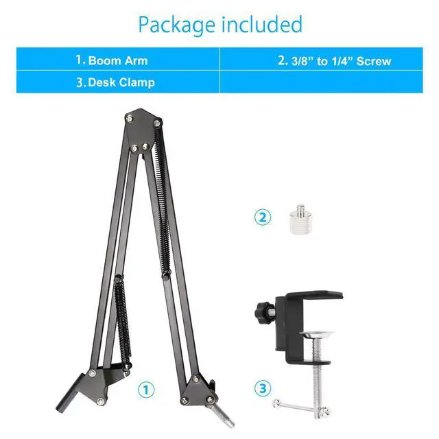 Alt view image 6 of 6 - For Elgato Mic Boom Arm, Elgato Wave 3 Microphone Desk Stand, Adjustable Table Elgato Low Profile Mic Arm Compatible With Elgato Series Microphone.