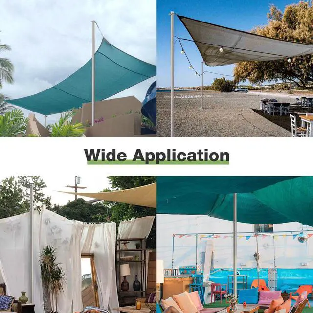 Alt view image 2 of 14 - Shade Sail Pole 10Ft Backyard with Pole Bracket Clamp Powder Awning Deck Patio