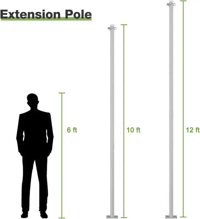 Alt view image 7 of 14 - Shade Sail Pole 10Ft Backyard with Pole Bracket Clamp Powder Awning Deck Patio