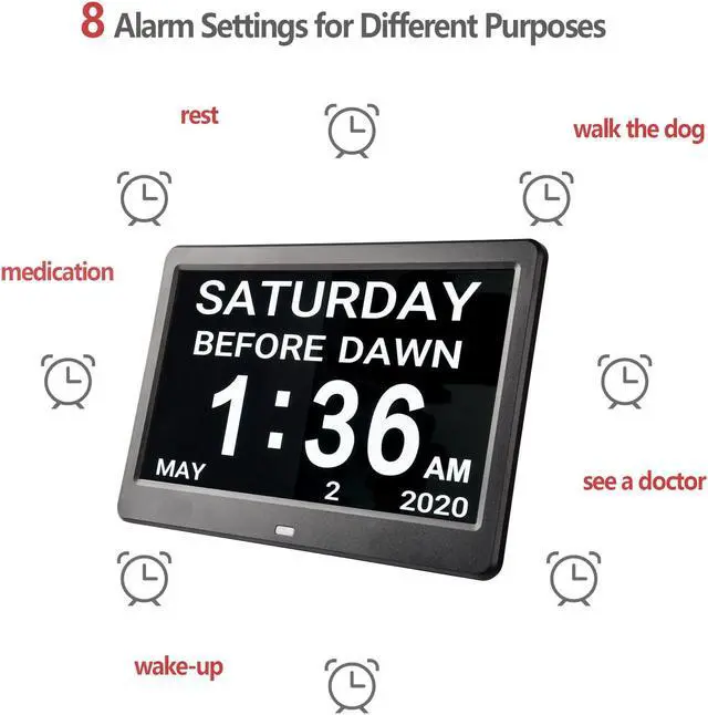 Alt view image 3 of 14 - Yescom 10" LCD Day Clock Digital Calendar Dementia Display Elderly Home Office