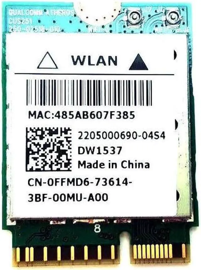 Alt view image 5 of 6 - Dell Wireless DW1537 WiFi Wireless Bluetooth 4.0 m.2 Card FFMD6