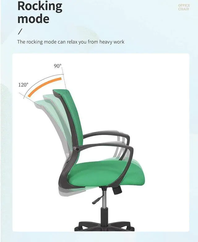 Alt view image 3 of 7 - 8Am Office Home Office Chair Mid Back Pc Swivel Lumbar Support Adjustable Desk Task Computer Ergonomic Comfortable Mesh Chair With Armrest (Green)