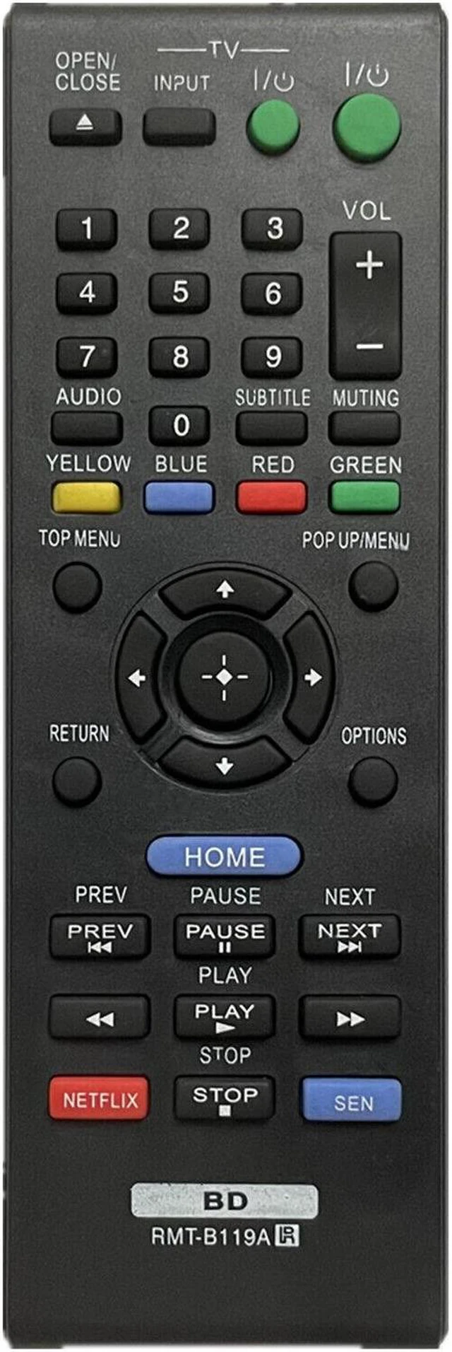 Main image of NEW Sony Replacement DVD Blu-Ray Player Remote RMT-B119A for BDP-S470 BDP-BX110