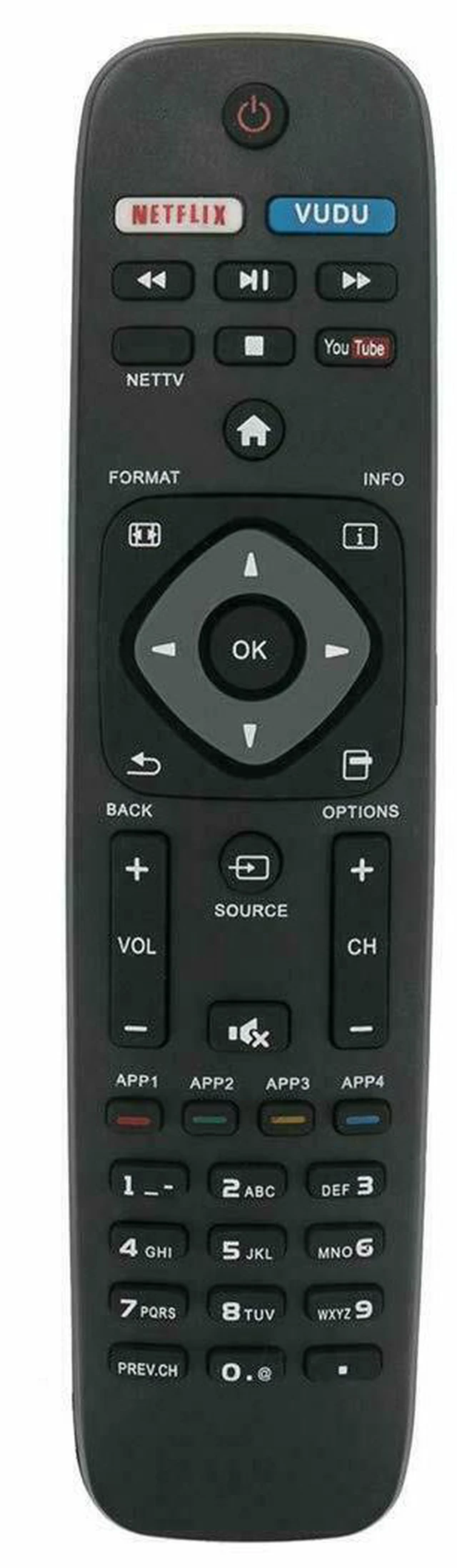 Main image of New Remote NH500UP for Philips Smart TV Netflix Vudu 50PFL5601/F7 55PFL5602/F7