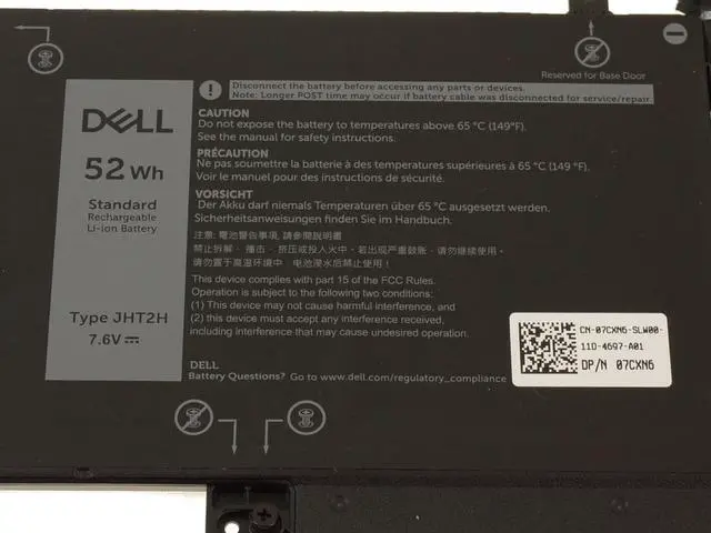 Alt view image 4 of 8 - New Original Dell JHT2H Latitude 7310 7410 2-in-1 Chromebook Enterprise 52Wh 4-cell Battery