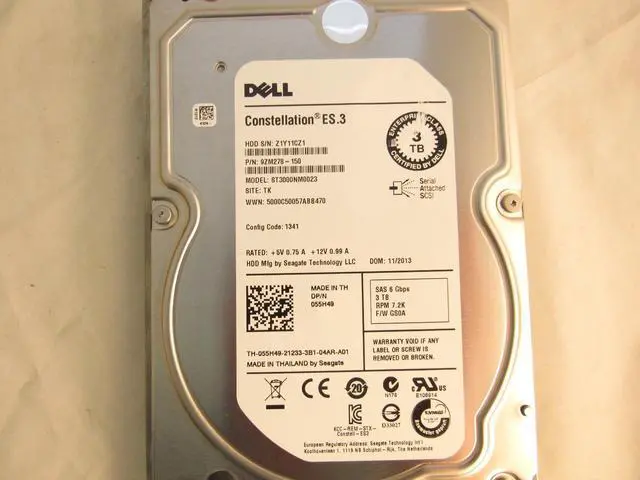 Alt view image 2 of 2 - Dell 55H49 055H49 Seagate ST3000NM0023 9ZM278-150 3TB SAS Hard Drive w/caddy F4