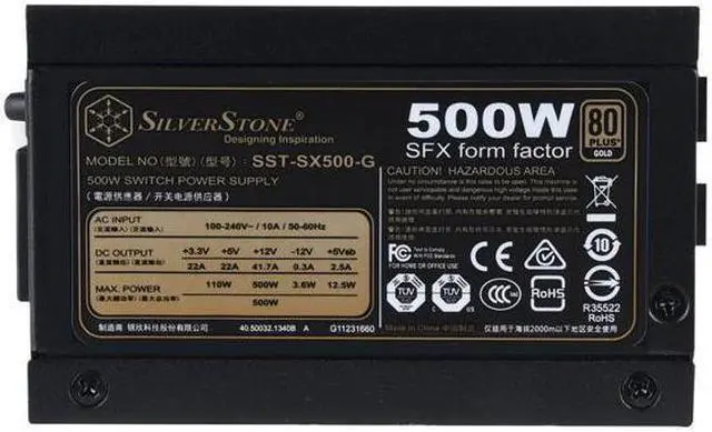 Alt view image 4 of 6 - SILVERSTONE SST-SX500-G 500W SFX 80 PLUS GOLD Certified Full Modular Active PFC