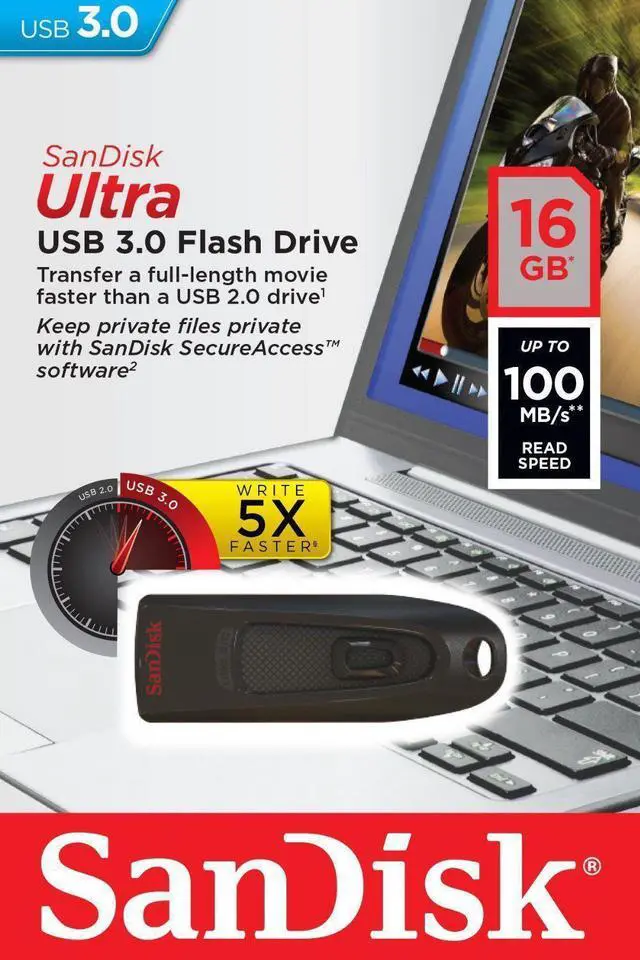 Main image of SanDisk 16GB Cruzer Ultra USB 3.0 100MB/s Flash Thumb Pen Drive SDCZ48-016G-U46
