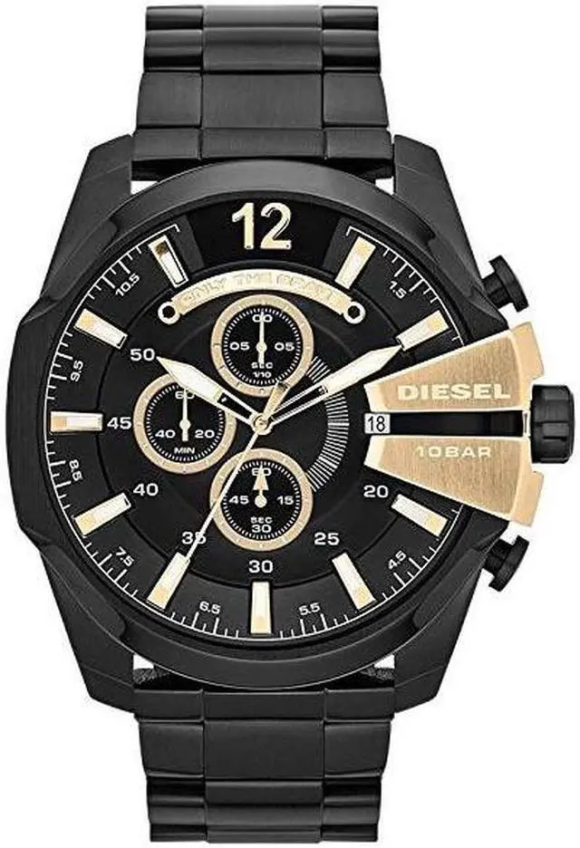 Main image of New Diesel Mega Chief Chronograph Black Gold Stainless Steel Men's Watch DZ4338
