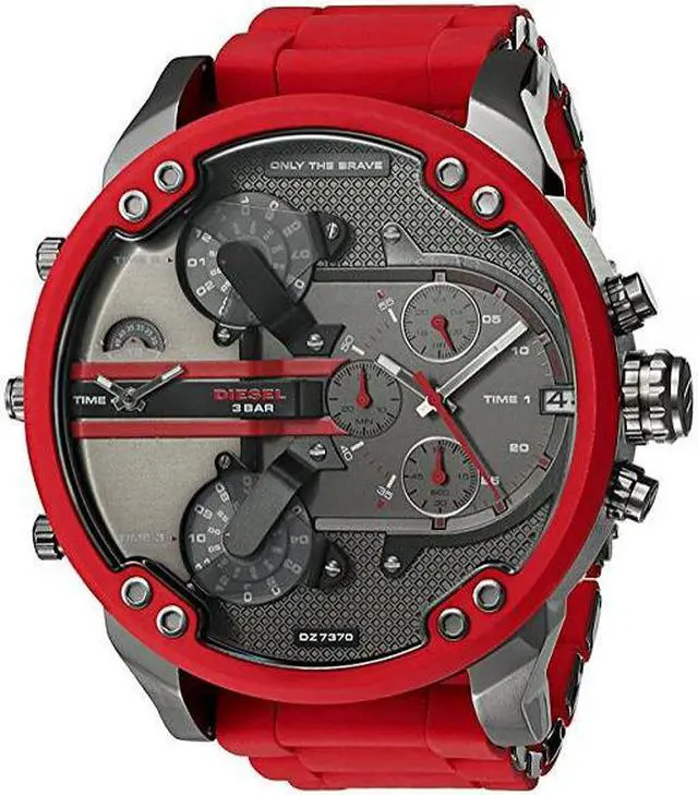 Main image of New Diesel Mr. Daddy 2.0 Gunmetal Red Chronograph 4 Time Zone Men's Watch DZ7370