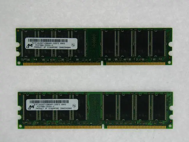 Main image of MT16VDDT12864AY-335F2 2GB 2X1GB PC2700 DDR333 Non-Ecc Low Density DDR1 184-pin