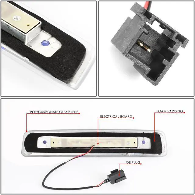 Alt view image 4 of 5 - DNA Motoring 3BL-JCOM06-3D-LED-CH For 2006 to 2010 Jeep Commander 3D LED Bar 3rd Third Tail Brake Light Rear Center Stop Lamp Chrome Housing 07 08 09