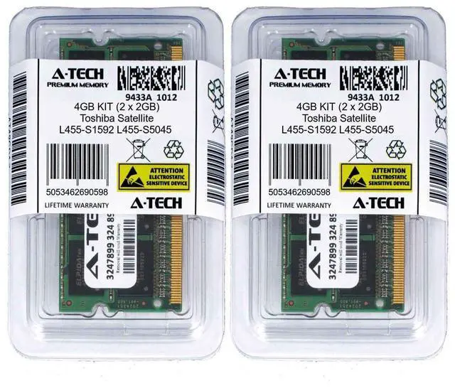 Main image of 4GB KIT 2 x 2GB Toshiba Satellite L455-S1592 L455-S5045 L455-S5046 Ram Memory