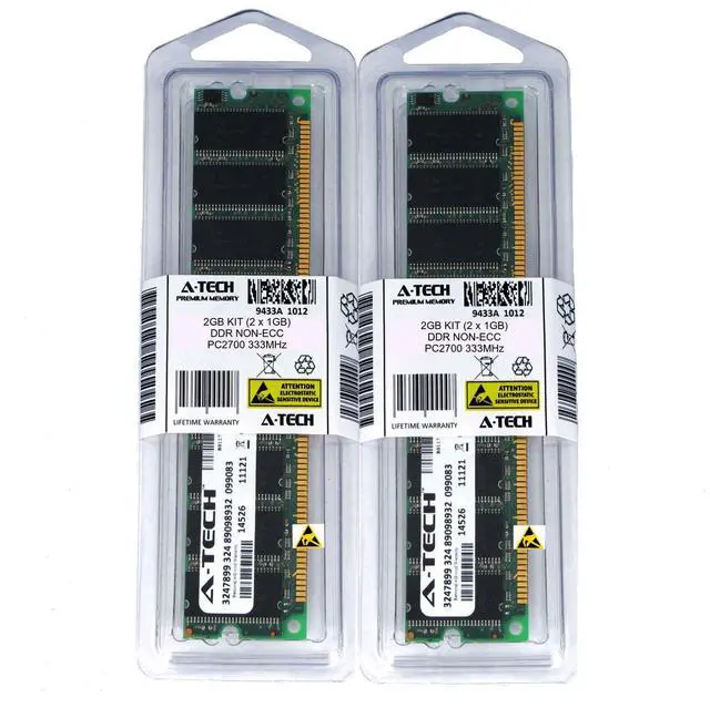 Main image of 2GB KIT 2 x 1GB DIMM DDR NON-ECC PC2700 333MHz 333 MHz DDR-1 DDR1 2G Ram Memory