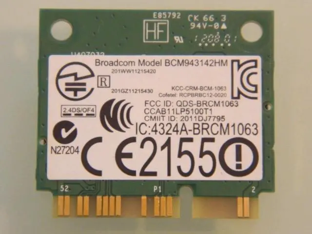Alt view image 2 of 2 - Genuine Dell DW1704 BCM943142HM Wireless WiFi 300Mbps Bluetooth Card R4GW0