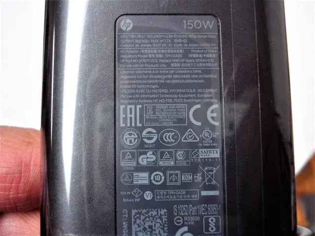 Alt view image 2 of 6 - NEW Genuine OEM HP 150W 19.5V 7.7A TPN-DA09 917677-003 917649-850 4.5MM Blue Tip