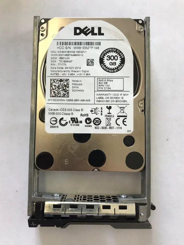 Main image of Dell WD3001BKHG CWHNN Western Digital 300GB 10K 6Gbps SAS SFF 2.5" HDD w TRAY