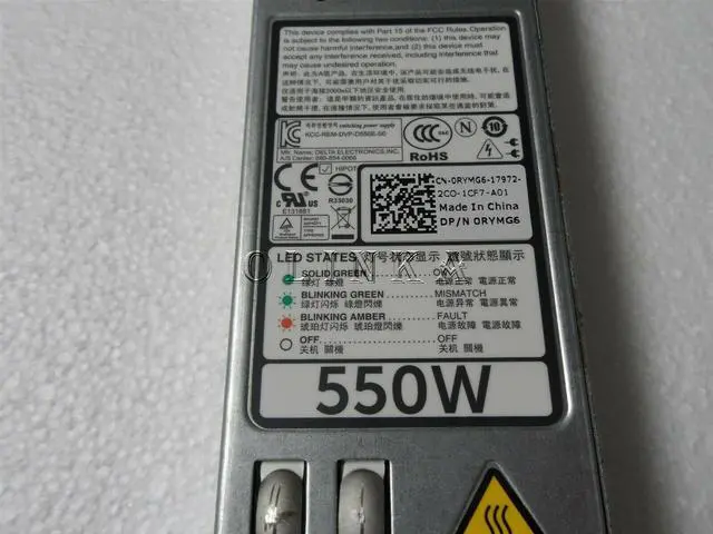 Alt view image 2 of 3 - POWER SUPPLY RPS HOTSWAP WATTS DELL POWEREDGE SERVER R320 R420 RYMG6 M95X4 550W