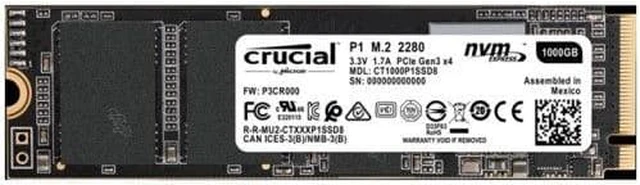 Main image of Crucial Solid State Drive CT1000P1SSD8 P1 1TB 3D NAND NVMe pci-e M.2 SSD