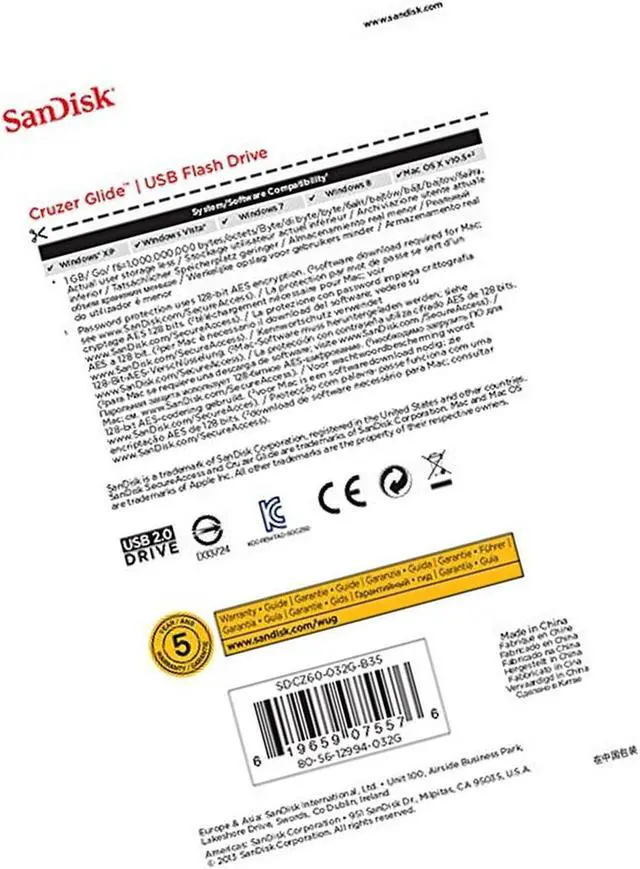 Alt view image 4 of 5 - SanDisk Cruzer Glide 32GB USB 2.0 Flash Drive- SDCZ60-032G-B35