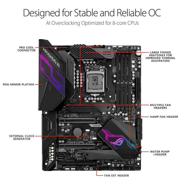 Alt view image 2 of 6 - ASUS ROG Maximus XI Hero (Wi-Fi) Z390 Gaming Motherboard LGA1151 (Intel 8th 9th