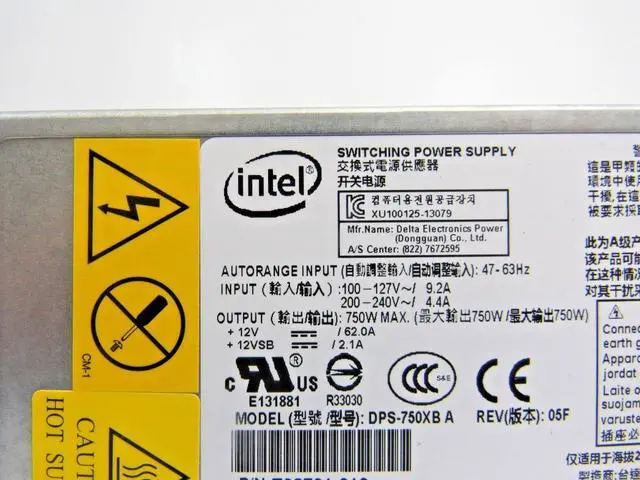 Alt view image 4 of 4 - Intel Delta DPS-750XB A 750W 80 Plus Platinum Hot Swap Power Supply 4C