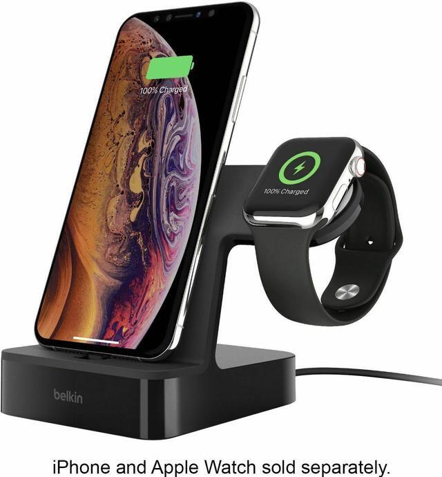 Alt view image 5 of 20 - Belkin PowerHouse Charge Dock for Apple Watch + iPhone X Models, Black