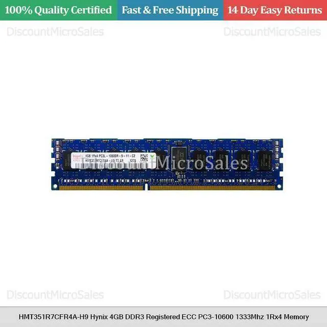 Main image of HMT351R7CFR4A-H9 Hynix 4GB DDR3 Registered ECC PC3-10600 1333Mhz 1Rx4 Memory