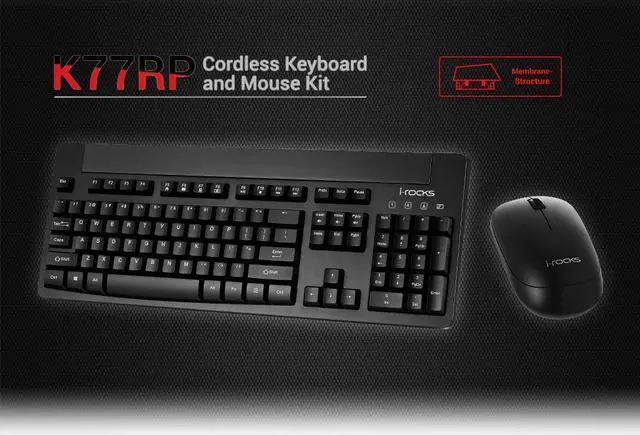 Alt view image 4 of 6 - i-Rocks IRK77RP-BK 2.4GHz RF Wireless Multimedia Keyboard Mouse Combo for PC