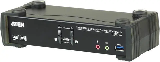 Alt view image 4 of 9 - Aten 2-Port USB 3.0 4K DisplayPort MST KVMP Switch (Cables Included)