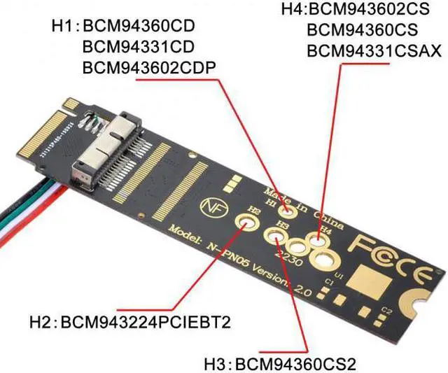 Alt view image 3 of 7 - Xiwai BCM94360CD BCM94360CS BCM943602CS BCM94360CS2 WiFi Card to M.2 NGFF Key-M NVME SSD Adapter