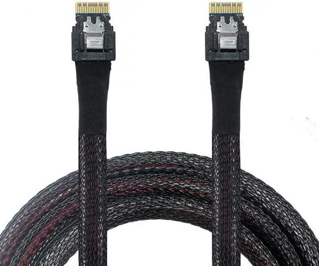 Main image of Cablecc PCI-E Slimline SAS 4.0 SFF-8654 4i 38pin Host to SFF-8654 Slim SAS Target Cable 50cm