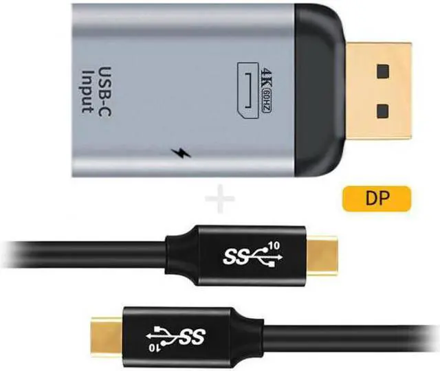 Alt view image 2 of 7 - CYSM 100W 10Gbps Cable & USB-C Type C Female Source to Displayport DP Sink HDTV & PD Power Adapter 4K 60hz 1080p for Phone & Laptop