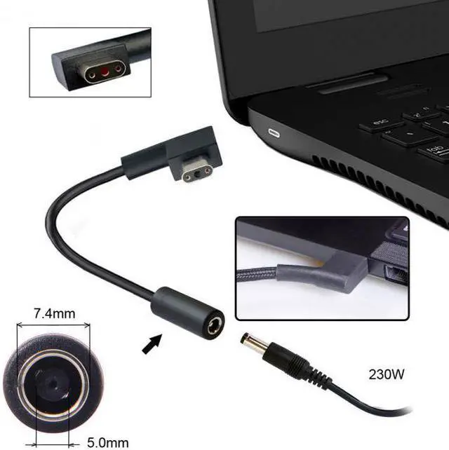 Alt view image 2 of 7 - Cablecc CY PW-002-7450MM DC Jack 7.4*5.0mm Input to 3Pin Power Plug Cable Compatible for Laptop Blade Pro 17 and Blade 15 Model Support 230W/160W Charge Adapter