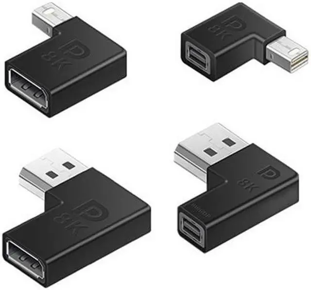 Alt view image 5 of 7 - Xiwai Cable 4pcs/set Left Angled Mini DisplayPort 1.4 8K 60hz to DP Adapter Male Female Ultra-HD UHD for Video PC Laptop