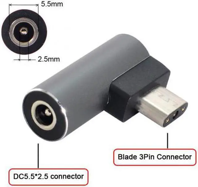 Alt view image 2 of 7 - KAIBOXIXI DC Jack 5.5*2.5mm Input to 3Pin Power Plug Adapter Compatible for Laptop Blade Pro 17 and Blade 15 Model Support 230W/160W Charge
