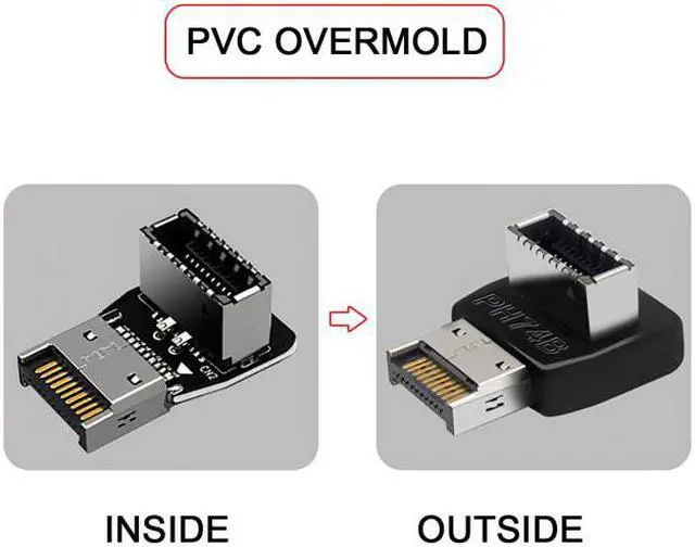 Alt view image 4 of 7 - Jimier CY UC-059 2pcs Overmold USB 3.1 Front Panel Header Male to Female Type-E Motherboard Extension Data Adapter