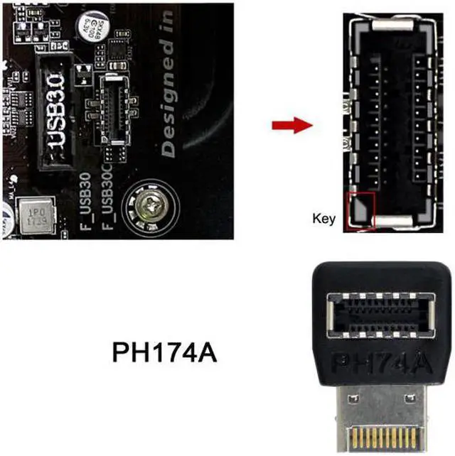 Alt view image 6 of 7 - Jimier CY UC-059 2pcs Overmold USB 3.1 Front Panel Header Male to Female Type-E Motherboard Extension Data Adapter
