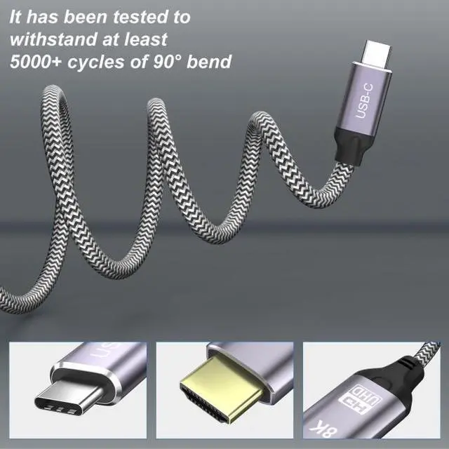 Alt view image 6 of 7 - CYSM USB4 USB-C Type-C Source to HDMI 2.0 Display 8K 60HZ UHD 4K HDMI Male Monitor Cable Connector 1.8m 6ft