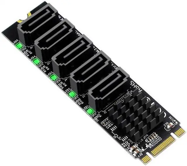 Alt view image 2 of 7 - Chenyang Cable NGFF Key B+M to SATA 3.0 6Gbps 5 Ports Adapter Converter PM Multi Port Select JMB575 2280