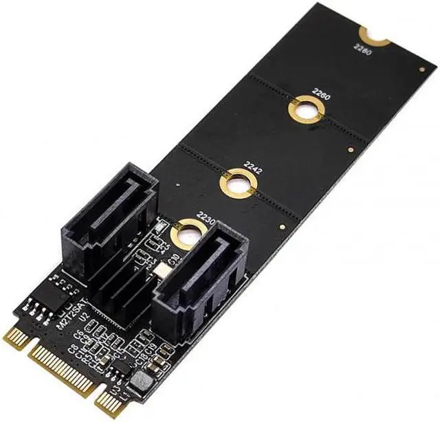 Alt view image 3 of 7 - CY NGFF Key B+M PCI Express to SATA 3.0 6Gbps Dual Ports Vertical Adapter Converter Hard Drive Extension Card JMB582 2230 2242 2260 2280