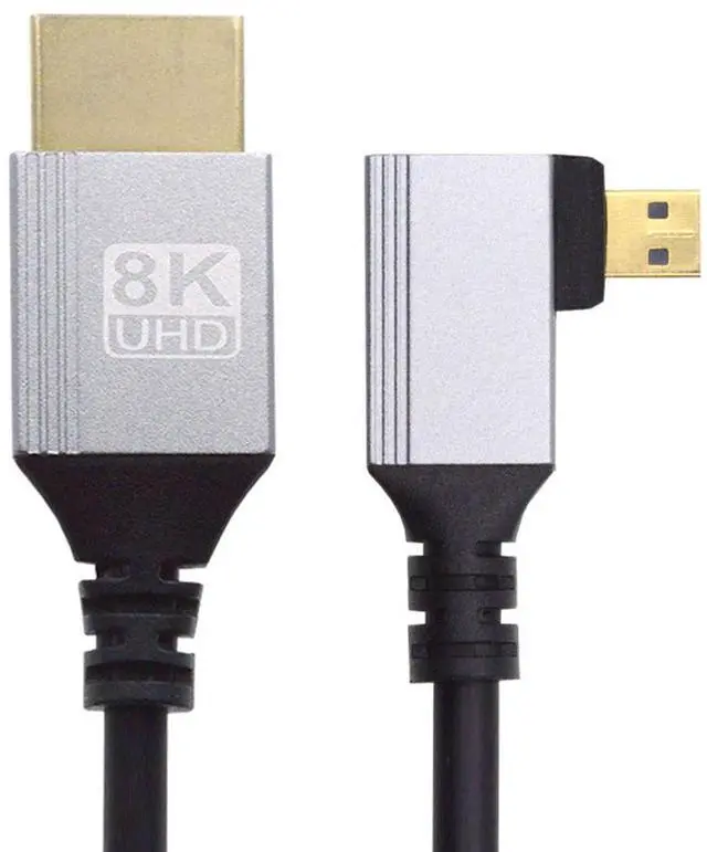 Main image of Xiwai 90 Degree Right Angled Micro HDMI 2.1 Ultra Thin HDTV Cable 8K 4K Hyper Super Flexible Slim Cord Type-A to Type-D for Camera HDTV
