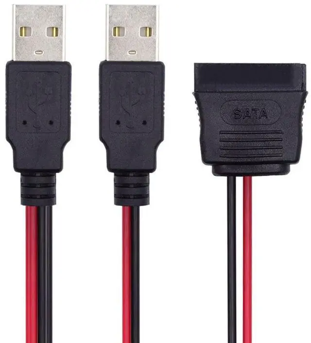 Main image of Xiwai DC 5V Dual USB to SATA 15Pin Power Cable for 2.5 inch SATA HDD SSD Disk Driver 5V 2A Max