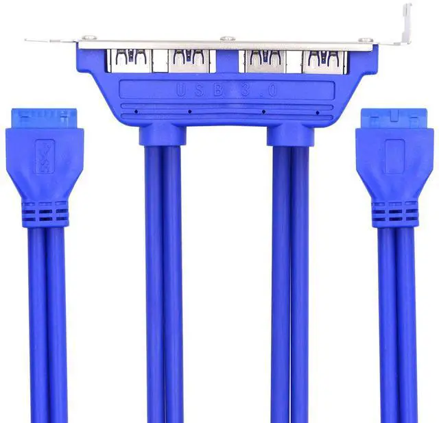 Main image of Xiwai Internal Four Ports USB 3.0 Female Mount Panel to Motherboard 20pin Baffle Cable with PCI Bracket 50cm